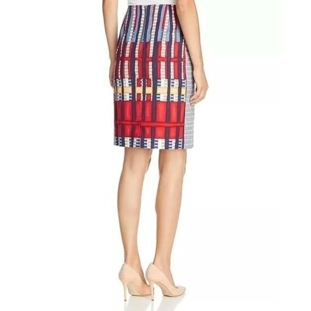 NIC+ZOE Geometric Print Pencil Skirt Cotton Multicolor Office‎ Workwear Sz 6 NWT
